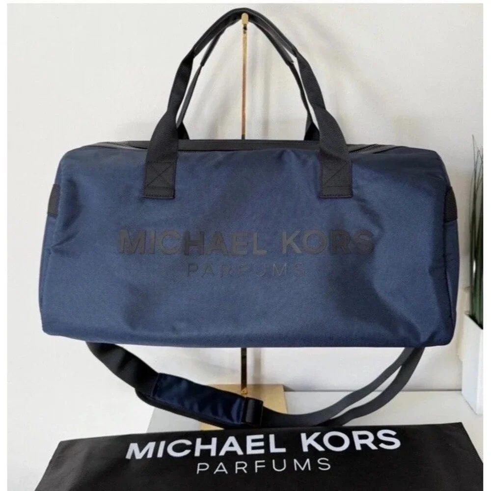 Michael Kors Parfums Duffle Dark Blue Overnight Shoulder Gym Weekender Bag